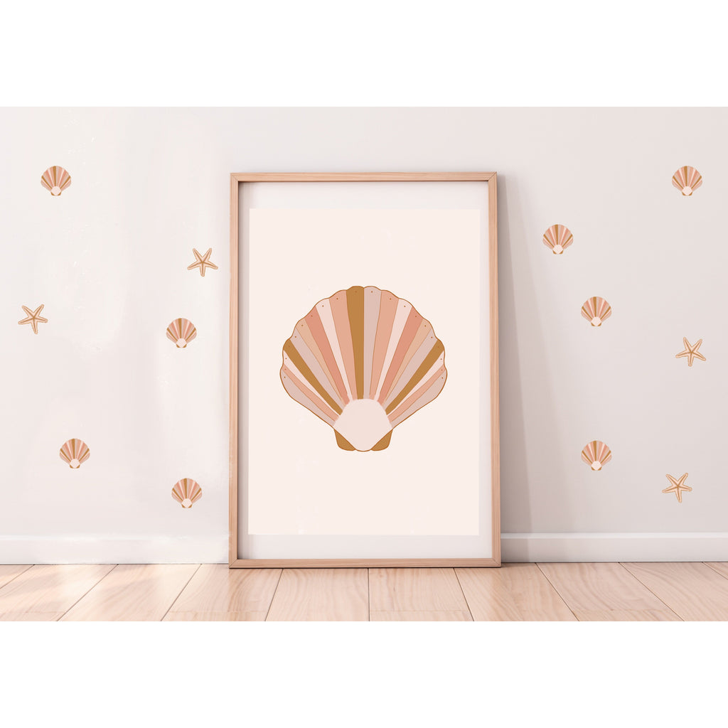 Shell and Starfish Wall Decals - earthy